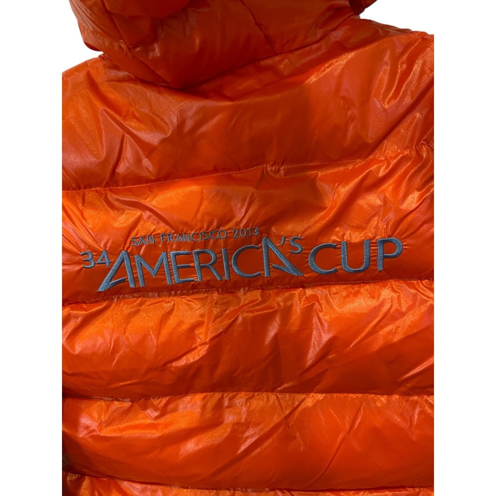 Americas Cup Down Quilted Jacket Nylon Orange Blue Womens M Hooded Winter Ski - Picture 3 of 11